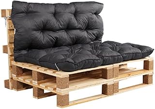 Ambientehome Palettenkissen mit Rückenlehne ca. 120 x 140 x 10 cm Auflage für Europalette Cushion, Grey, 1 Count (Pack of 1)