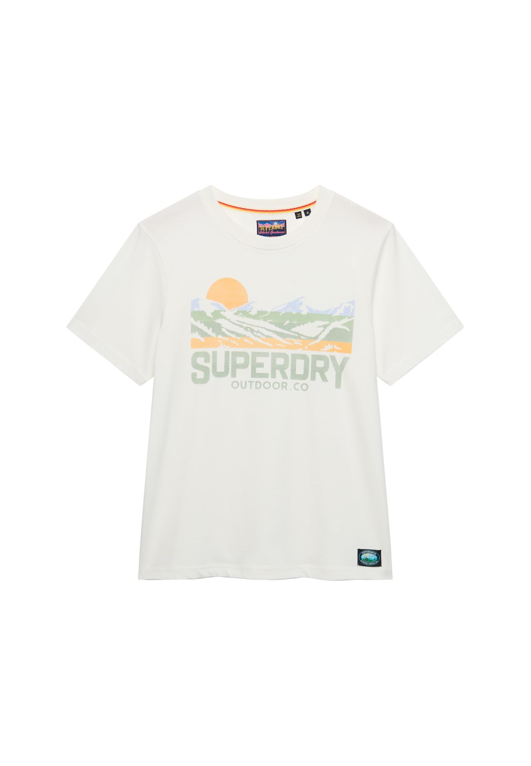 Superdry Men's Off-White Outdoors Mountain Rlxd Tee T-Shirt, Off White, L