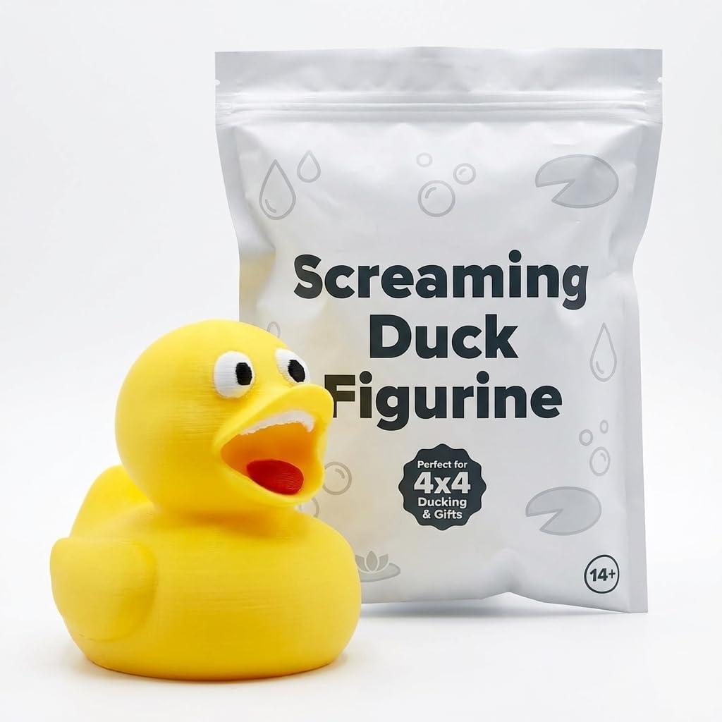 Screaming Duck Collectible Figurine - Vibrant Yellow Desk Decor for Unique Gift and Conversation Starter - 3D Printed in Canada
