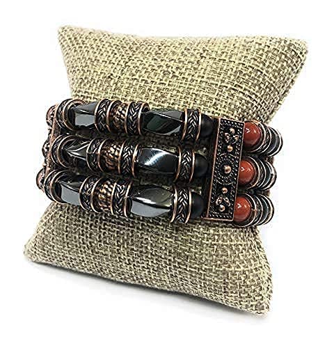 Native American Inspired Bracelet Beaded Bohemian Cuff Bracelets For Women Men Red Jasper And Black Onyx Jewelry #TOP4