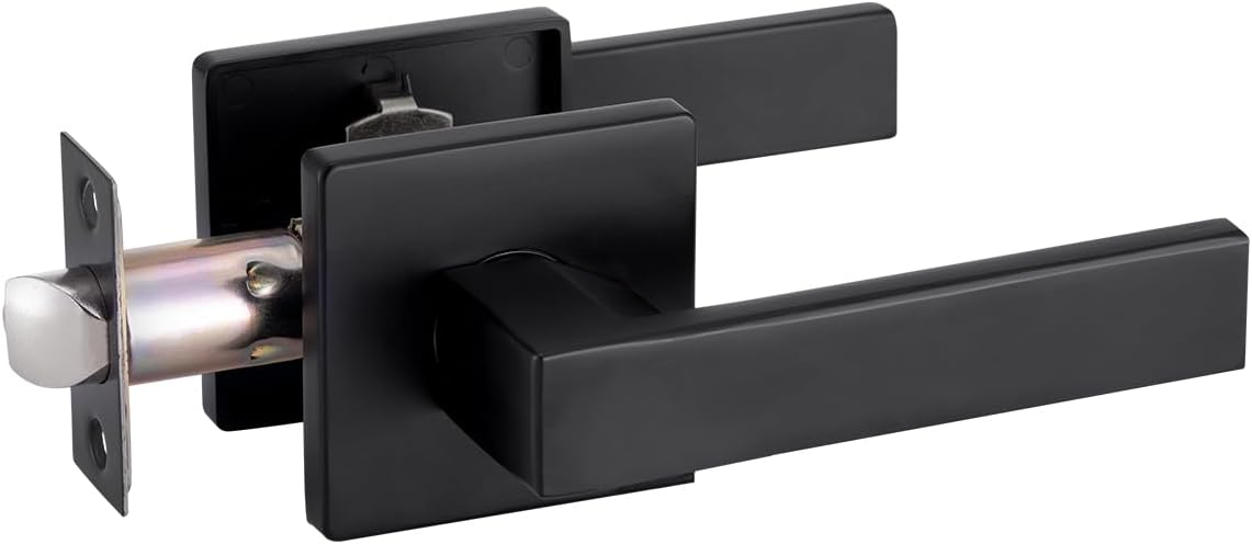 Passage Door Lever Dummy GreenShield Exterior Interior Door Handle for Hallway Closet Heavy Duty Non-Locking Lever Sets No Key Door Knob for Right Left Handed Door (1 Pack, Matte Black) 1 Pack Passage(No Lock) Matte Black