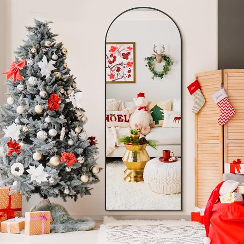 Full Length Arched Mirror, 70"x24" Standing Floor Full Body Mirror for Wall with Aluminum Alloy Frame for Bedroom, Living Room, Dressing Room(Black)