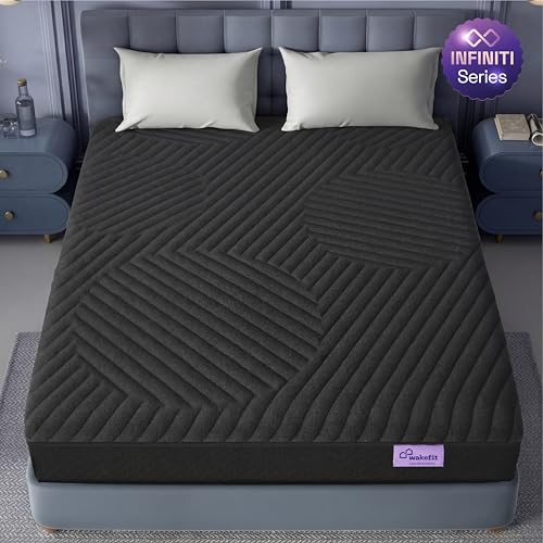 Image of Wakefit XpertGrid Infiniti Mattress | Adaptive Cooling | 12 Years Warranty | Queen Size Mattress | 10-Inch Bed Mattress | 75x60x10 inches, Medium Firm, Black