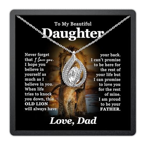 TRYNDI To My Daughter Necklace from Dad - Christmas Gifts for Daughter, Granddaughter, Daughter-In-Law, Women's Jewelry Gifts for Women Birthday, Valentine's Day, Mother's Day
