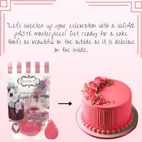 Image of Confect Melon Pink Sugar Paste | Edible Fondant for Cake Decorating | Smooth Sugar Paste for Cakes, Cupcakes & Edible Cake Art | Vegan, Gluten-Free- 1 KG