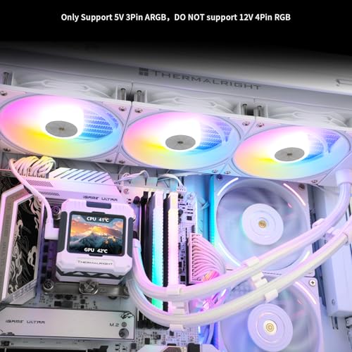 Image of Thermalright FW 360 White ARGB-360mm AIO CPU Liquid Cooler,IPS LCD Screen with 320 * 240 Resolution,for AM4 /AM5 /Intel LGA1700,'2.4 inch'Magnet-Absorbent LCD Screen for Images -White