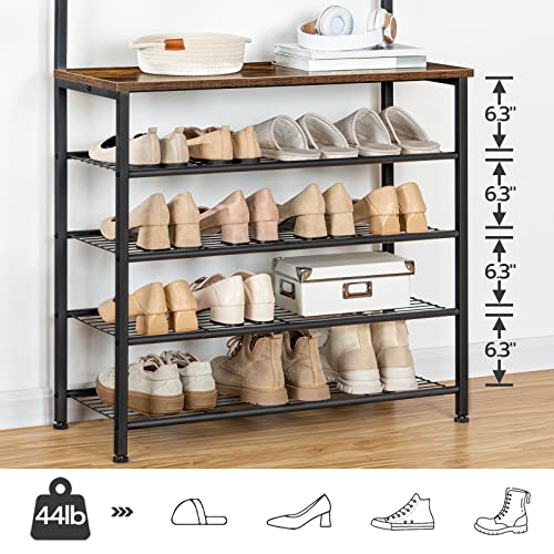 HOOBRO-Hall-Tree-Coat-Rack-with-Shoe-Rack-Hall-Tree-with-Bench-5-Tier-Shoe-Storage-Organizer-with-9-Hooks-for-Entryway-Closet-Sturdy-Industrial-Rustic-Brown-and-Black-BF80MT01G2