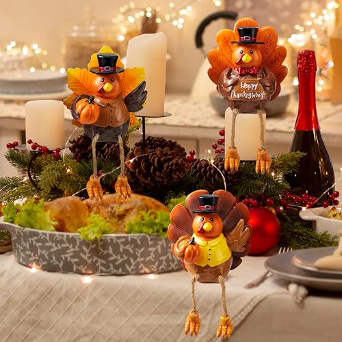 JOYIN 3 PCS Thanksgiving Turkey Tabletop Centerpiece Decor, Resin Turkey Figurines,Thanksgiving Decoration, Autumn Decor,Thanksgiving Fall Harvest Home Decorations,Indoor Kitchen Decor, Party Supplies - Image 8