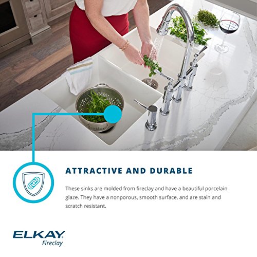Elkay Swu1517Wh Fireclay 16-7/16" X 18-15/16" X 9-1/16" Single Bowl Undermount Bar Sink, White #TOP4