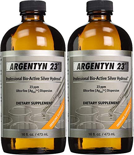 Argentyn 23 Professional Formula Bio-Active Silver Hydrosol for Immune Support - 16 oz. - Pack of 2- Value Size Twist Top Bottle - Colloidal Silver - Colloidal Minerals