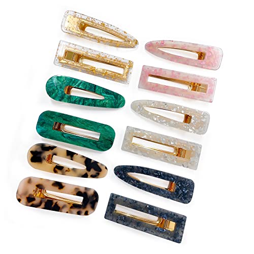 Parcce 12 Pieces Acrylic Resin Marble Hair Clips Set cover
