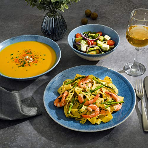 Gibson Elite Ombre Blue 12 Piece Double Bowl Dinnerware Set, Blue #TOP5