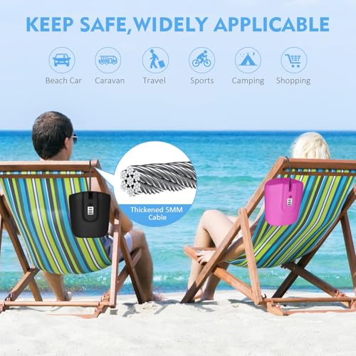 Coffre-fort de voyage et de plage portable antivol noir à code - 3