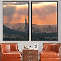 2 Piece Framed Canvas Wall Art Beautiful Sunset Canvas Prints Home Artwork Decoration for Living Room,Bedroom - 16