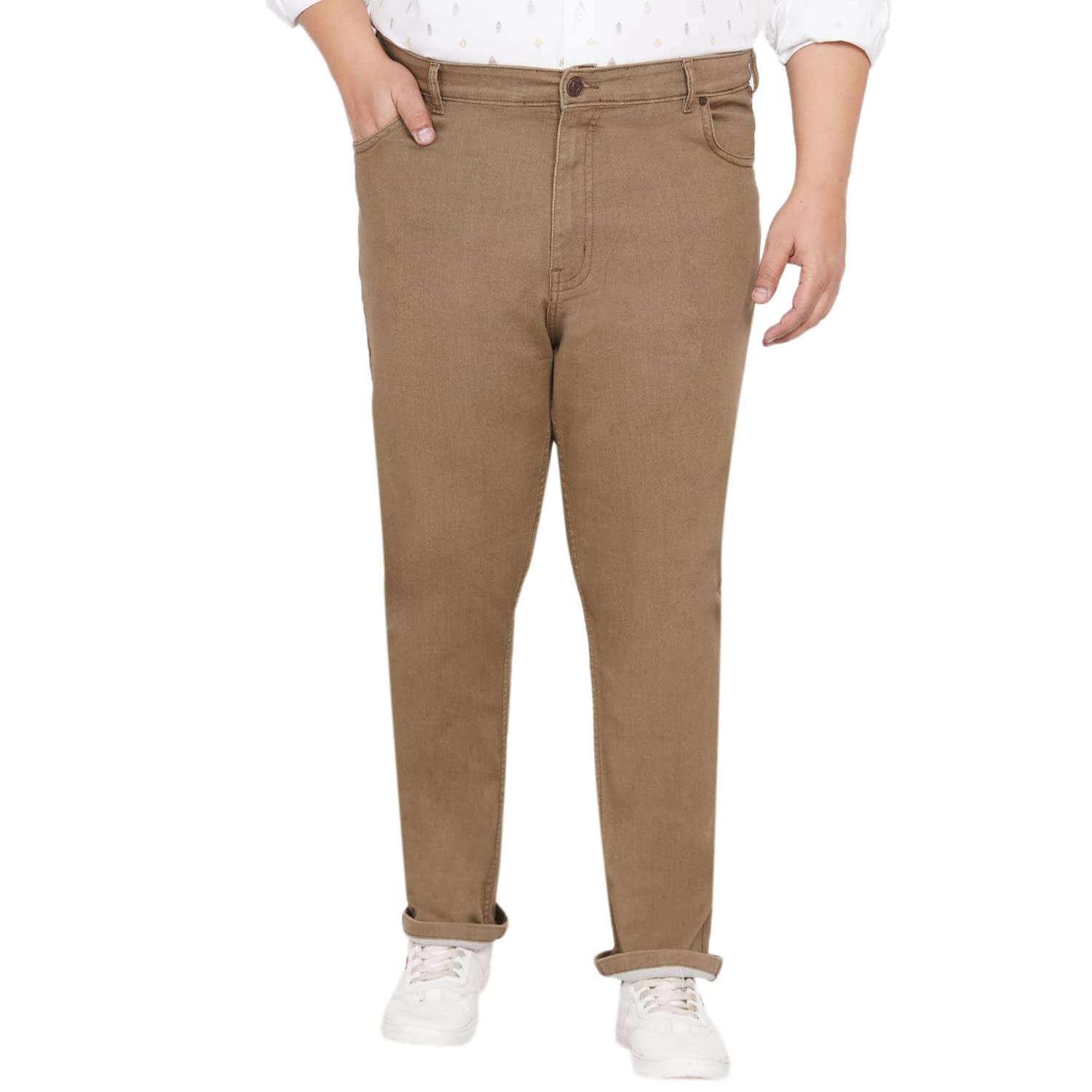 JOHN PRIDE Plus Size Men Sandcastle Clean-Look Khaki Stretchable Jeans (JPJ12060F_Khaki)
