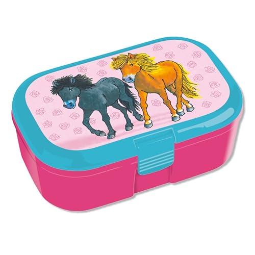 Lutz Mauder Lunchbox * PFERDE * mit Glitzer für Kinder | 10695 | Perfekt für Pferdefreunde | Mädchen Vesperdose Brotdose Brotzeit Schule Grundschule Einschulung