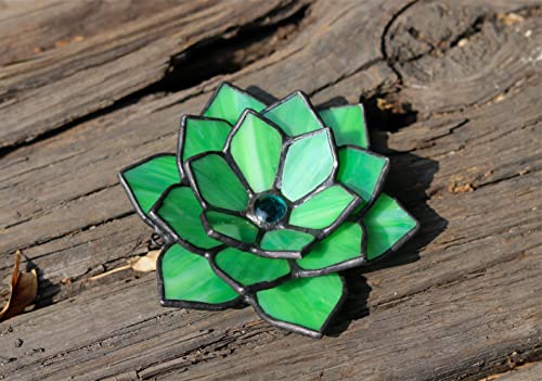 Haosum Artificial Succulents Plants Stained Glass Figurine,Realistic Fake Desk Plant - Faux Stained Glass Succulents Home Decor Gift For Mom #TOP5