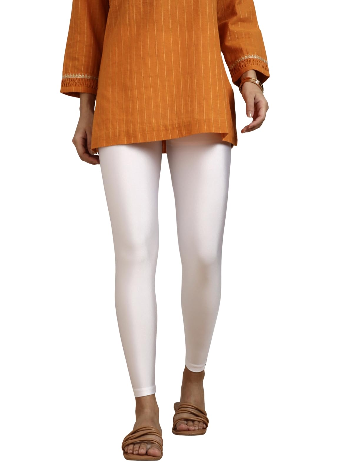 TWIN BIRDS Super Stretchable Mehandi Maroon Coloured Cotton Elasthane Fabric Ankle Length Leggings for Women