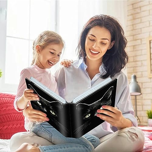 Image of Black Cat Photo Album 4x6 120 Pockets Photos with Strong Elastic Band, Small Mini Albums Sheet Protector Folder for Photos, Album for Family Wedding Baby Women Men Vacation Gift