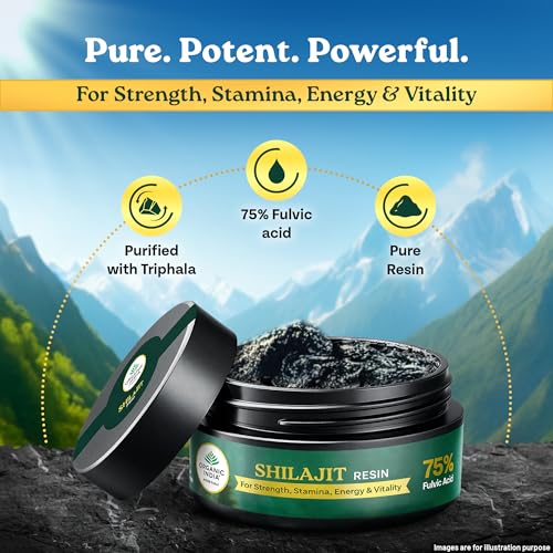 Image of A TATA Product - Organic India Shilajit Resin, 20g, For Strength, Stamina, Energy & Vitality, 75% Fulvic Acid, Boosts Strength & Endurance, Triphala Purified, Tested For Heavy Metals