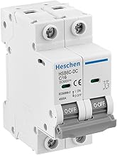 Heschen Miniature Circuit Breaker DC HSB6C-DC 2 Pole DC500V 16A Photovoltaic Switch for Solar Photovoltaic System Solar Grid Solar Panels 35mm DIN Rail Mount