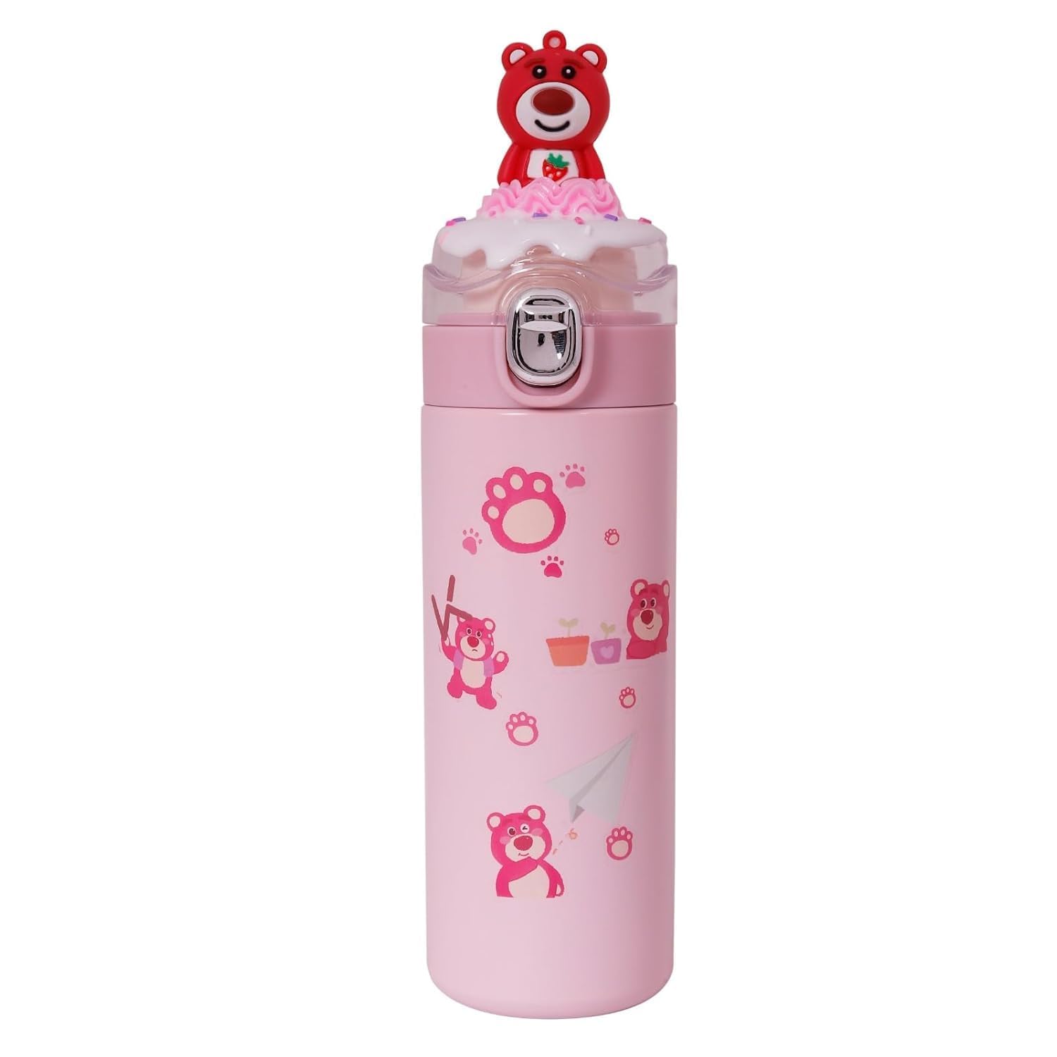 Kids Water Bottle 400ml with Cute Bear Design, Leakproof Sipper