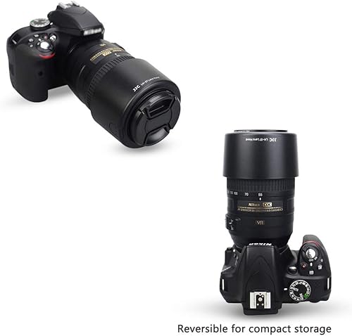 Miniatura 4 de JJC Parasol reversible dedicado para lente Nikon AF-S DX NIKKOR 2.165-11.811 in f4.5-5.6G ED VR zoom, parasol de repuesto Nikon HB-57