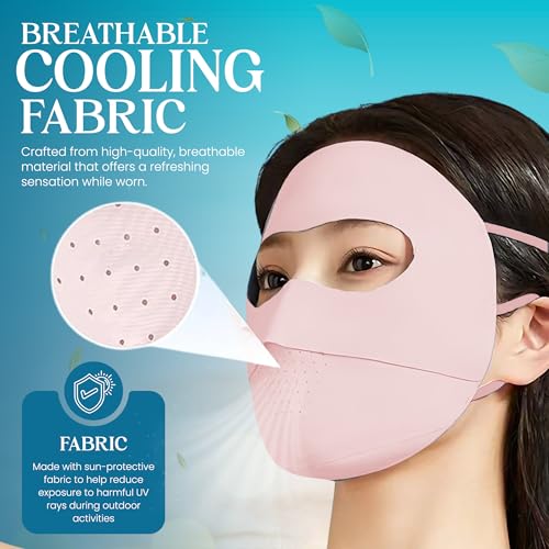 Image of Homeaura UV Sun Protection Face Mask for Women | UPF 50+ Full Face Cover Mask for Biking Driving and Outdoor Hiking Travel in Summer | Breathable and Reusable Ice Silk Cooling Mask for Girls