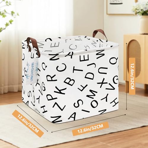 Image of Square Storage Baskets Children Shelves Gift Toy Organizer Room Alphabet | Laundry Hamper Collapse Canvas with Handles for Organizing Home Kitchen Children Toys Office Closet Shelf