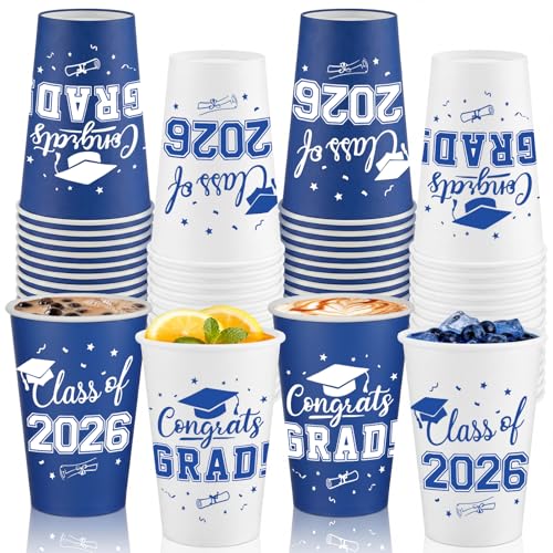 LemonRoad Graduation Blue and White Cups