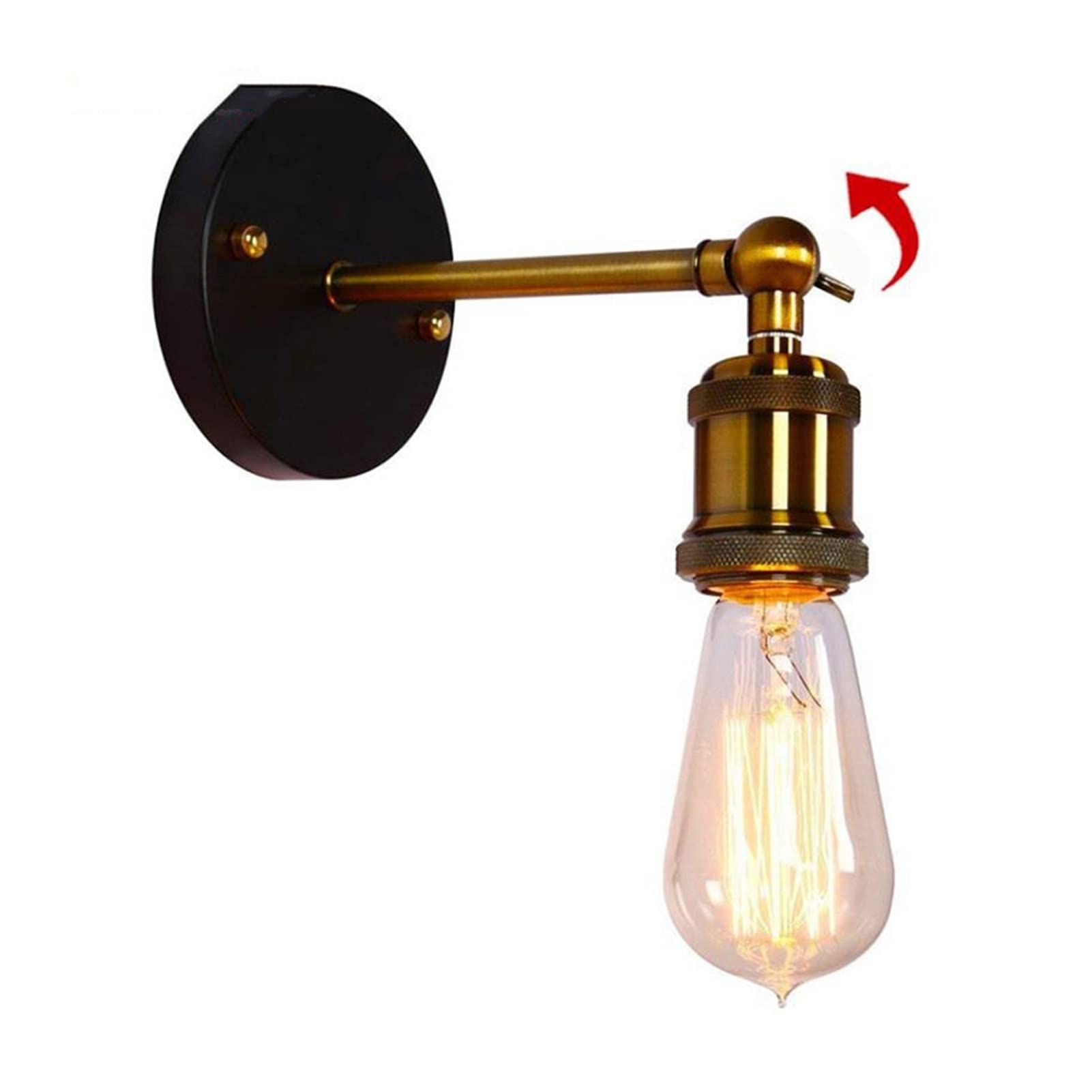 HPTHLY Wall Mounted Light Vintage Copper Head Wall Lights Adjustable Wall Sconce Lamp Retro Edison Brass Light Head With E27 Socket Metal Loft Wall Mounted L