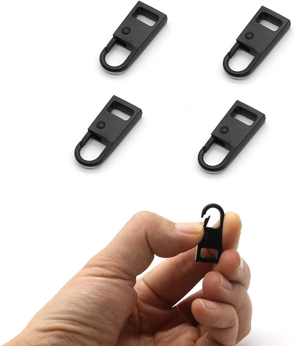 Zipper Pull Tab Replacement Metal Zipper Handle Mend Fixer for Suitcases Luggage Jacket Backpacks Coat Boots (4pcs Black)