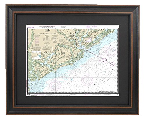 Framed Nautical Chart 11521 : Charleston Harbor - Standard Size. Handmade in USA