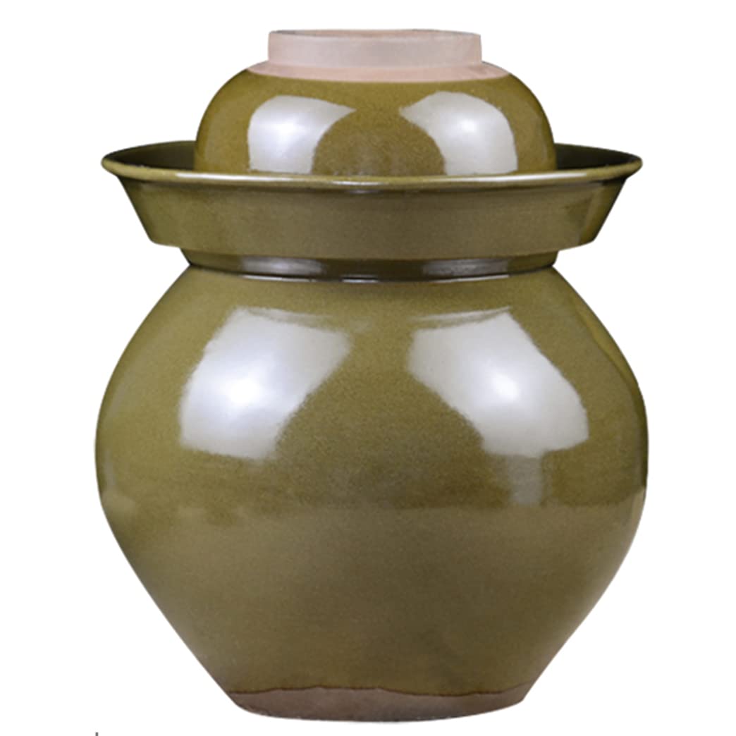 VHJdtE Ceramic pickling jars, Traditional Chinese Fermentation Kit Crock With Water Seal Airlock, for Pickles(10KG)