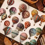 Alideco 120pcs Scrapbook Stickers Vintage Hot Air Balloon Scrapbooking Junk Journal Embelishment Decoration Stickers (qingkong)