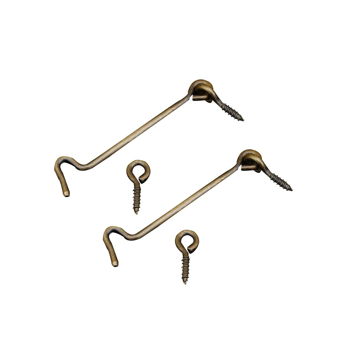 Machswon Bronze Copper Hook And Eye Latch, Door Window Cabinet Locker Latches, Retro Door Locks, Kennel Box Locks, 7.5Cm, 2 Pcs
