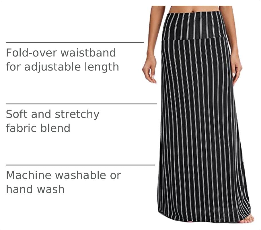 Image of Urban CoCo Women's Stylish Spandex Comfy Fold-Over Flare Long Maxi Skirt