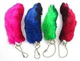 Rabbit Rabbits Foot Keychain Bright Assorted Colors 4 Pieces