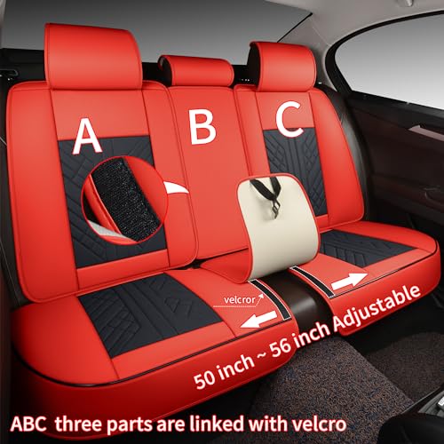 Image of GXT Bench Seat Cover, Premium Faux Leather Bench Seat Covers for Trucks - Universal Fit for Most Sedans SUV Pick-up Truck, Durable for Long Lasting Protection(Bright Red and Black)