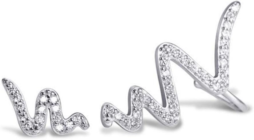 Hanie Irregular Pierced Cuff Small Snake Form Earrings Wrap Stud 925 Sterling Silver