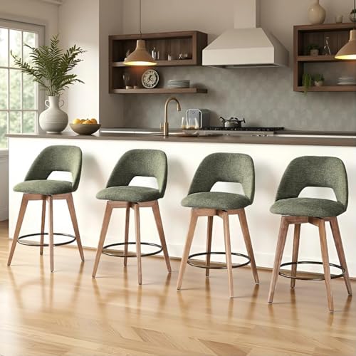 Zesthouse Farmhouse Linen Fabric Swivel Stools