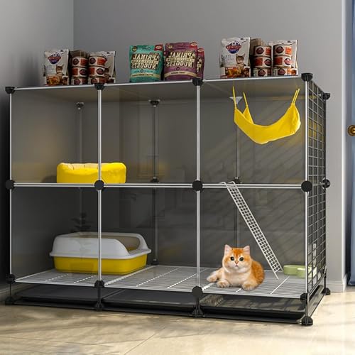 Cage pour chat avec plateau amovible FANDIAO parc métallique détachable DIY