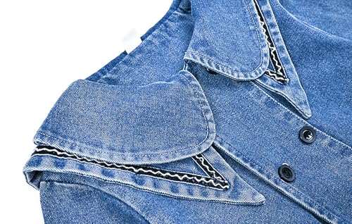 ASHER FASHION Girls Jean Jacket Ruffle Waist Denim Jackets Lapel Button Down Jeans Coat Cute Long Sleeve Fall Clothes4