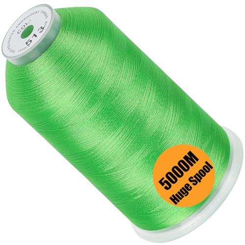 Image of New brothread - Single Huge Spool 5000M Each Polyester Embroidery Machine Thread 40WT for Commercial and Domestic Machines - Lime Green
