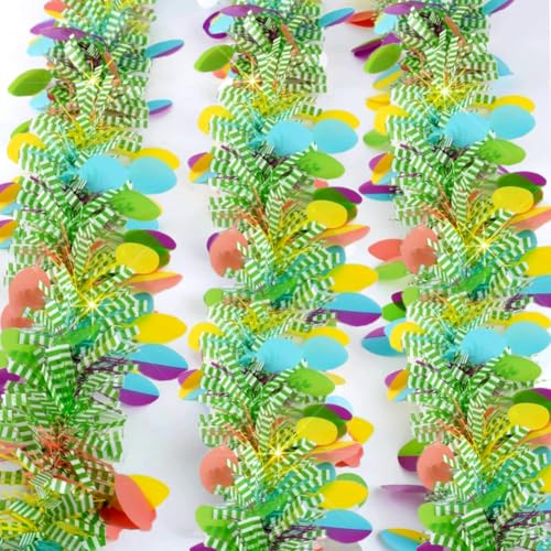 Image of 33 Feet Easter Tinsel Garland, Colorful Egg Tinsel Garland Shiny Hanging Metallic Glitter Spring Garland for Easter Party Door Tree Garlands Decorations(1Pcs)