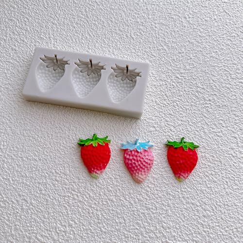 4Pcs 3D Strawberry Mold Silicone Mini Fruit Chocolate Molds Fruit Fondant Handmade Candy Jelly Bakeware for Baking Chocolate Pan Cake Cupcake Topper Making (White) - Image 4