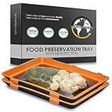 Earth's Dreams Food Preservation Tray Vacuum Seal - Stackable and Reusable Food Storage Container with Elastic Lid - Kitchen Refrigerator Storage Container - BPA Free Plastic [Set of 2]