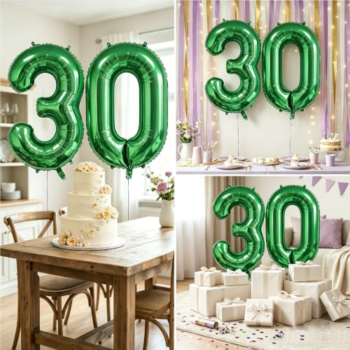 Image of Number Balloons Green Party Balloon - Giant Number 30 Balloon, 40 Inch Large Balloon for St. Patrick's Day Games Theme Birthday Decoration, Girls Boys Party Supplies