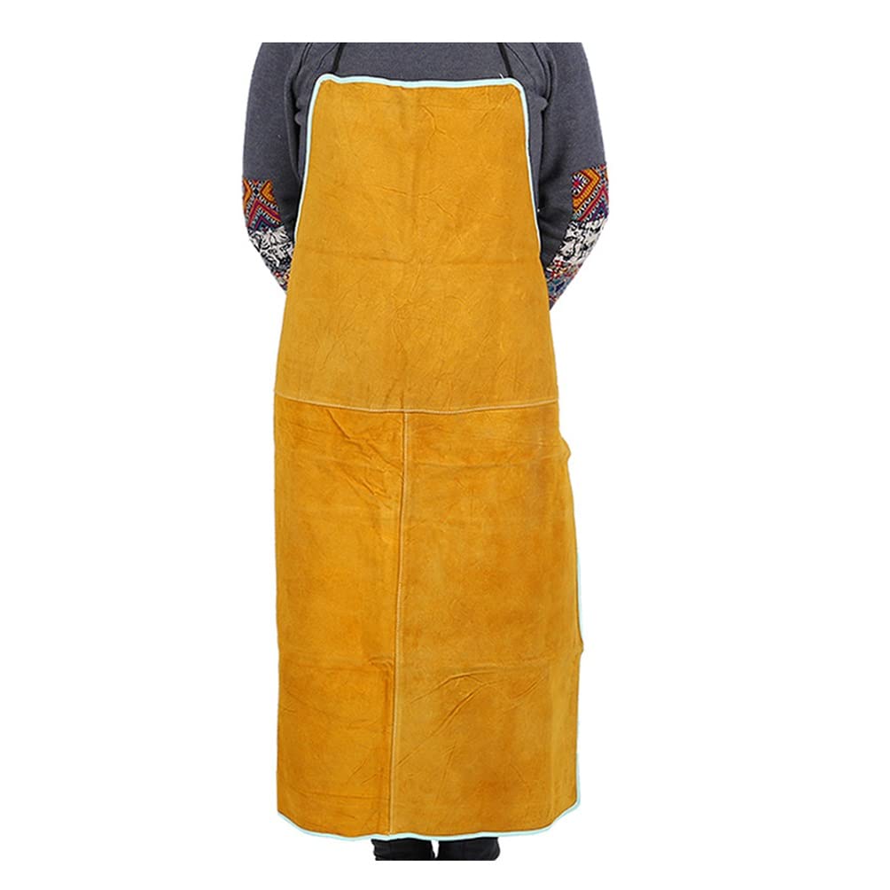 Saldatore Grembiule Grembiule da Lavoro in Pelle for Saldatura, Resistente al Calore E Flameretardant Grembiule for Impieghi Gravosi, Grembiule da Lavoro in Legno con Cintura Regolabile