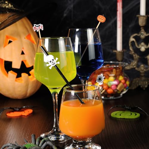 Halloween Cocktail Picks Halloween Theme Ghost Pumpkin Spider Boo Bat Decoration Toothpicks Fruit Sticks Sandwich Appetizer Charcuterie Skewers, Made of Bamboo, for Halloween Themed Party Supplies - Thumbnail 7